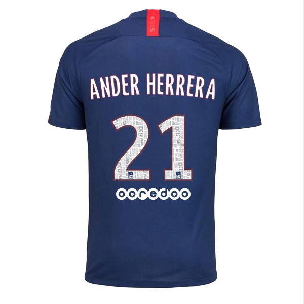 Camiseta Paris Saint Germain NO.21 Ander Herrera Primera equipación 2019-2020 Azul